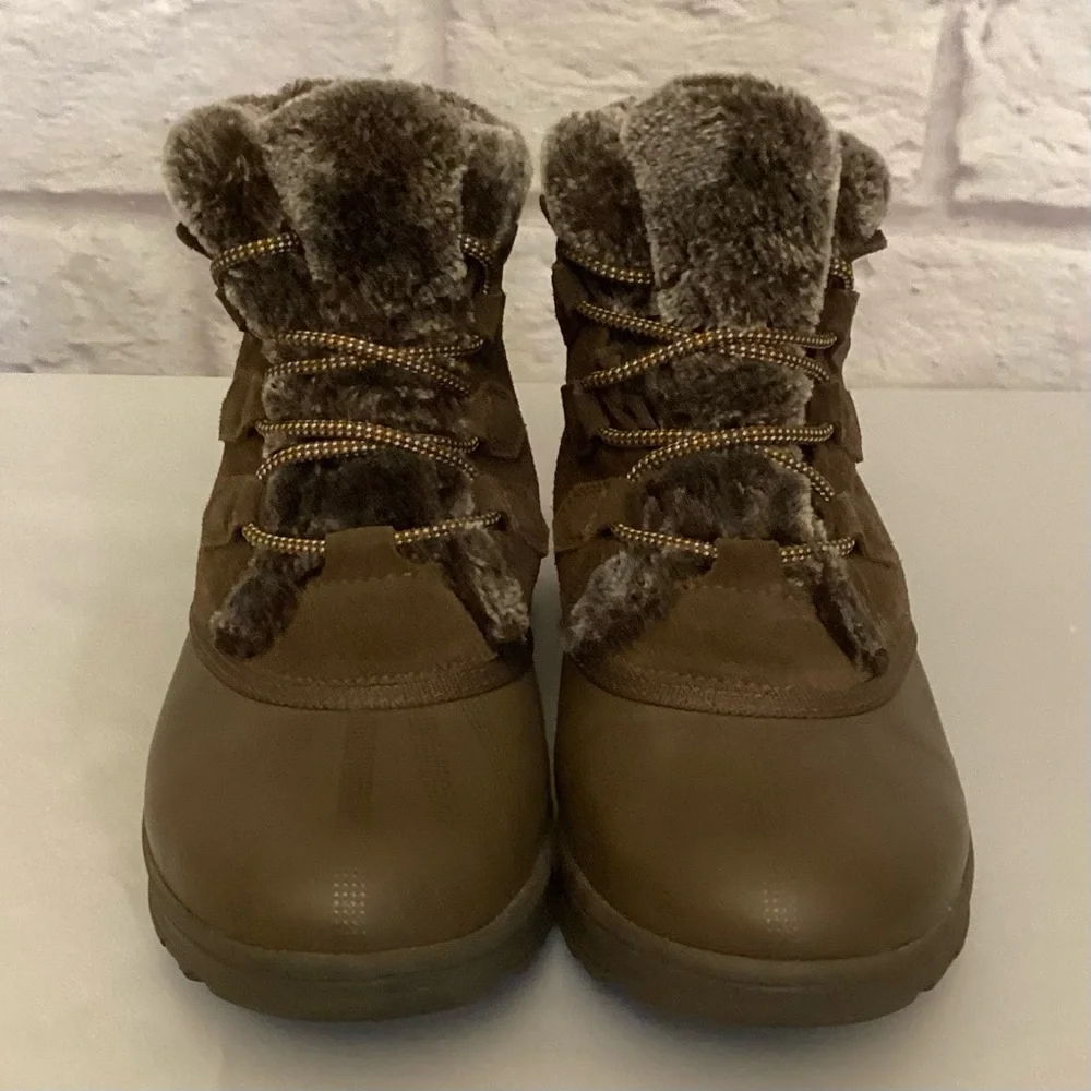 BareTraps 8.5 Augustina Suede Women's Brown Faux Fur-Lined Ankle Boots Booties